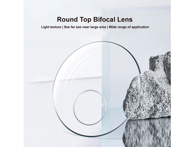Especificação de lentes de grau com revestimento antirreflexo (AR), índice 1.56, topo arredondado, em lente Photogray/Marrom