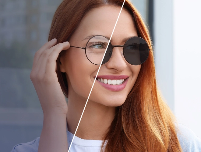 Especificação da Lente Óptica Policarbonato 1.59 PC Progressiva Multifocal HMC Fotocrômica Spin Lenses