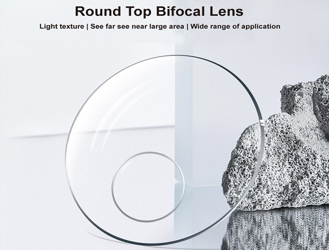 Especificação de Lentes de Óculos 1.56 Blue Block UV410 Bifocal Topo Redondo